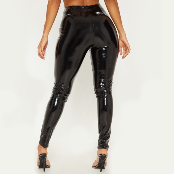 Black PVC Vinyl High Waisted Cat Woman Pants - Picture 2 of 8
